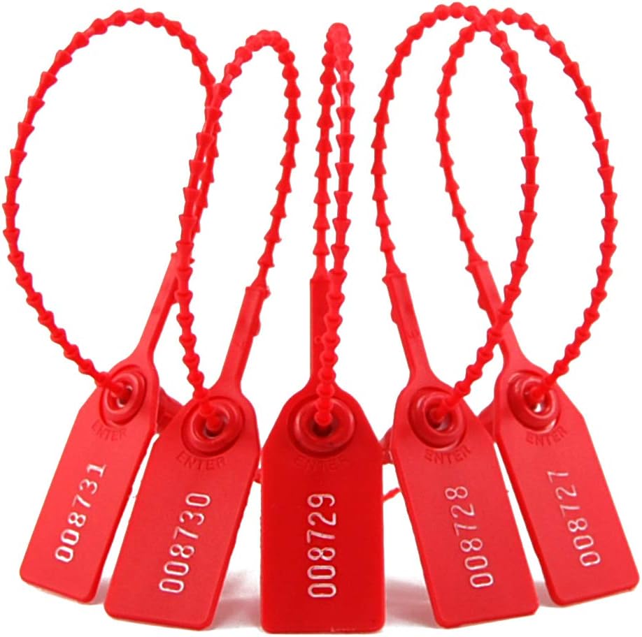Security Seal, Numbered Zip Ties for Fire Extinguisher Pull Tite Tamper Proof Tags Self Locking Plastic Label 250mm Pack of 1000 (Red) - Image 4