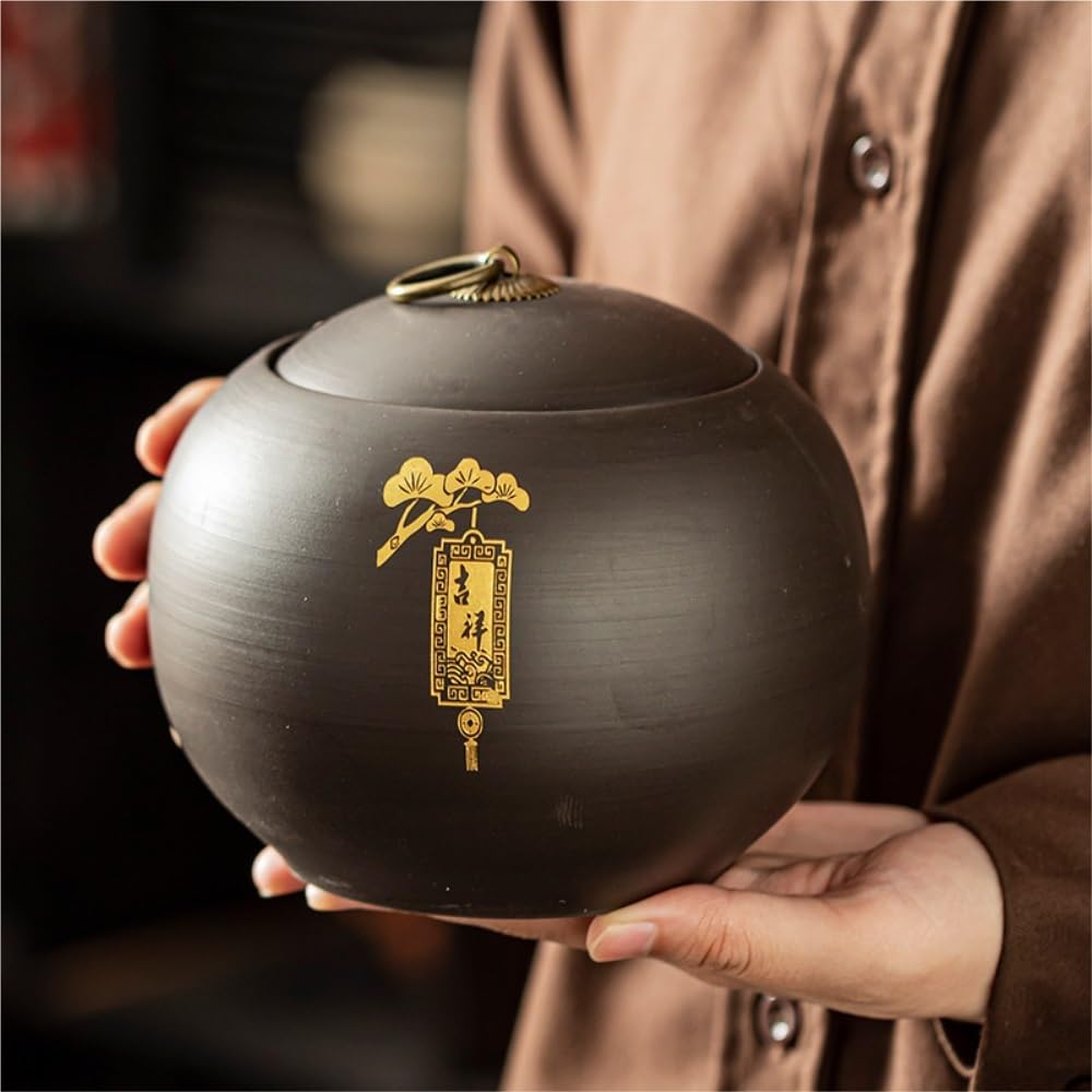 XYNSNDB Pojemnik na herbatę fioletowa glinka luzem pojemnik do przechowywania herbaty słoik ceramiczny szczelnie zamknięty słoik retro chiński zestaw do herbaty podwójny słoik zestaw podarunkowy