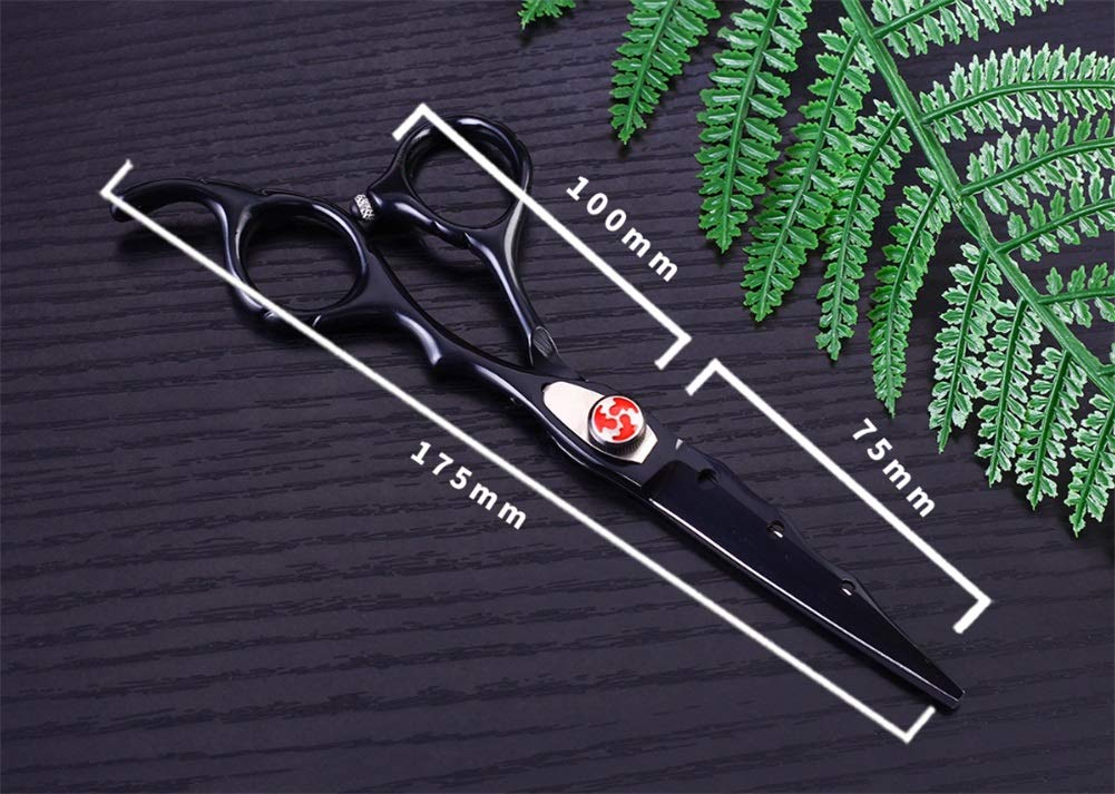 Tijeras de peluquería Cuchillas afiladas de acero inoxidable Tijeras de peluquería Tijeras de corte, Tijeras de adelgazamiento, en caja, juego de peine negro de 6,0 pulgadas