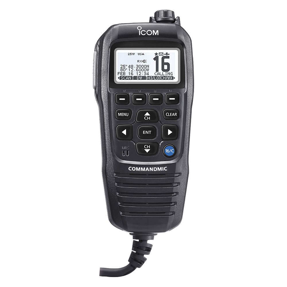 Icom COMMANDMICIV8482; w/White Blacklit LCD - Black