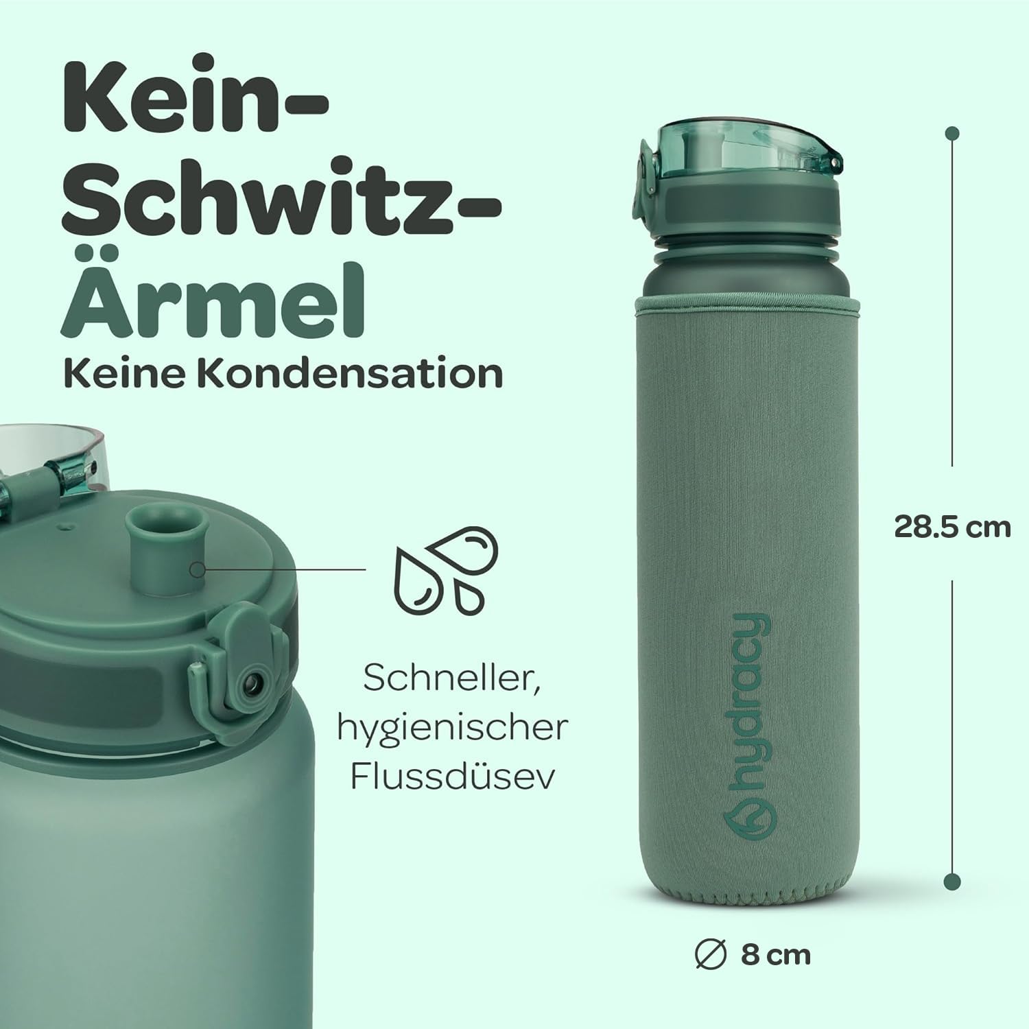 Hydracy Trinkflasche mit Fruchteinsatz - 1L Wasserflasche - BPA-freie Trinkflasche mit Zeitmarkierung Auslaufsichere Sportflasche - Kondensationsfrei für Sport und Outdoor