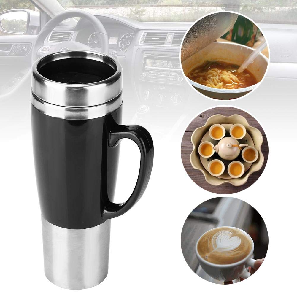 Taza Calefacción Eléctrica, Calentador Coche Portátil 450 ml, Botella Té Café Multifuncional para Conductores Viajeros Oficinistas en Carretera Camping