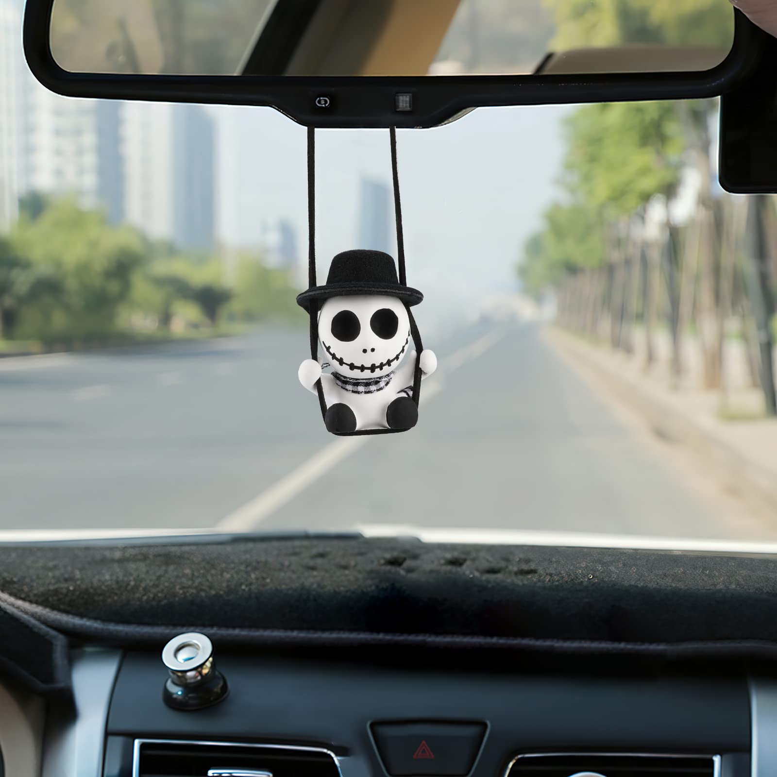 OOTSR Ciondolo Scheletro Altalena per Auto, Simpatico Arredamento e Regalo, Accessori per Appendere Specchietto Retrovisore