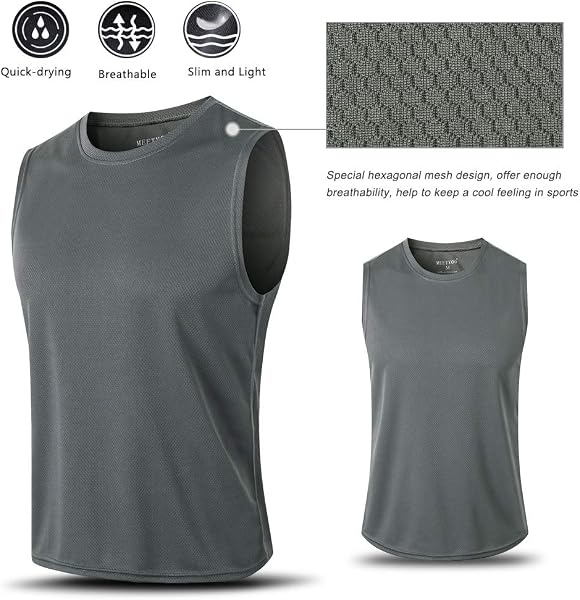 MEETYOO Debardeur Homme, Manches Maillot Running Tee Shirt pour Sports Jogging Musculation Vest - 4