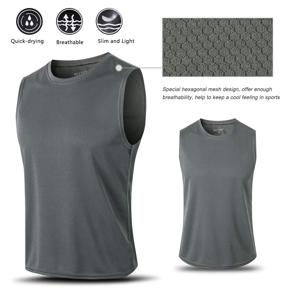 MEETYOO Debardeur Homme, Manches Maillot Running Tee Shirt pour Sports Jogging Musculation Vest - 4