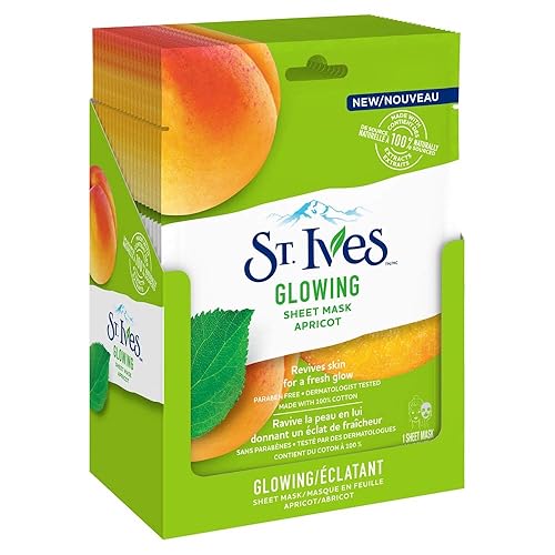 St. Ives Mascarilla de hoja para el cuidado de la piel, albaricoque brillante, 6 unidades
