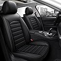 Chifeng Autositzbezüge Auto Vordersitz 2 Stück Set Fit für Mercedes-Benz C-Klasse W202 W203 W204 W205 E-Klasse W210 W211 W212 W213 w124, Wasserdicht PU Leder Autositzbezüge (schwarz-1)
