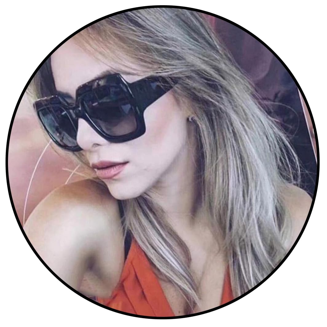 DDLbiz NEW Oversized Square Luxury Sunglasses Gradient Lens Vintage Women Fashion (A)