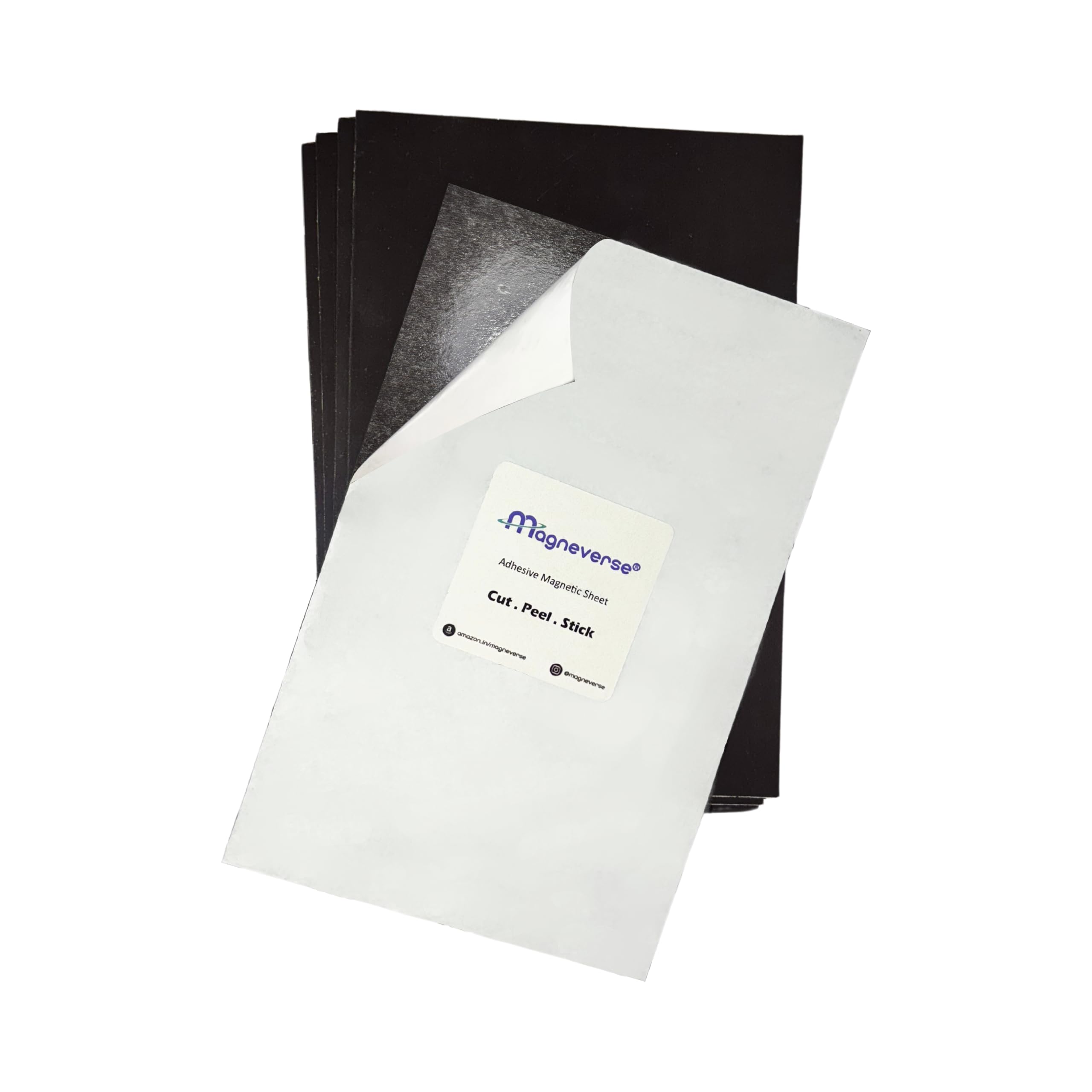 magneverse 0.7mm Pack of 5 Magnetic Sheets with Adhesive, Magnetic Sheet for Fridge Magnets, Adhesive Magnet Sheet for Crafts, Peel & Stick Magnet Sheet for Fridge, 6 inches x 4 inches (5 Sheets)