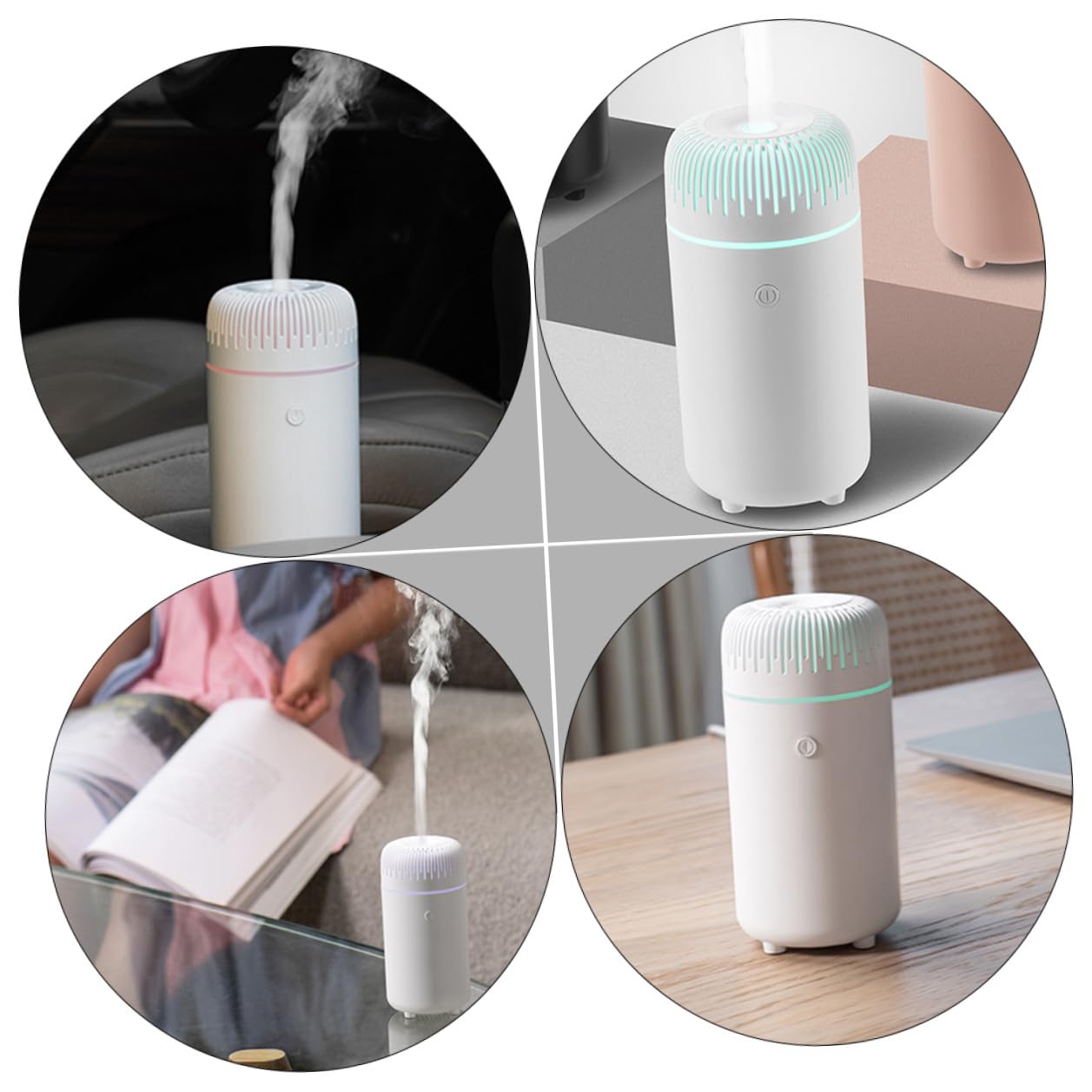Baluue Difusor de Aroma Práctico y Mini Humidificador Ultrasónico para Coche y Hogar Portátil y Silencioso Difusor de Fragancia Esencial para Habitaciones y Oficinas