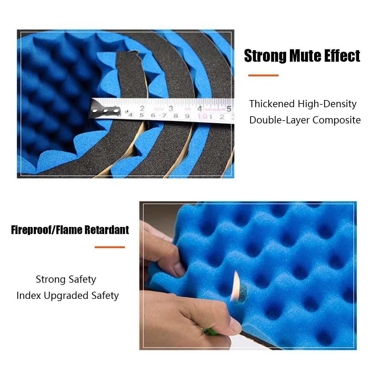 Panneau Mousse Acoustique 1000 X 100 X 2cm 3D Haute Densité Plaque Insonorisation，Convient à La Maison Matériaux D'insonorisation pour Salles D'enregistrement Et Bureaux(Color:Noir)