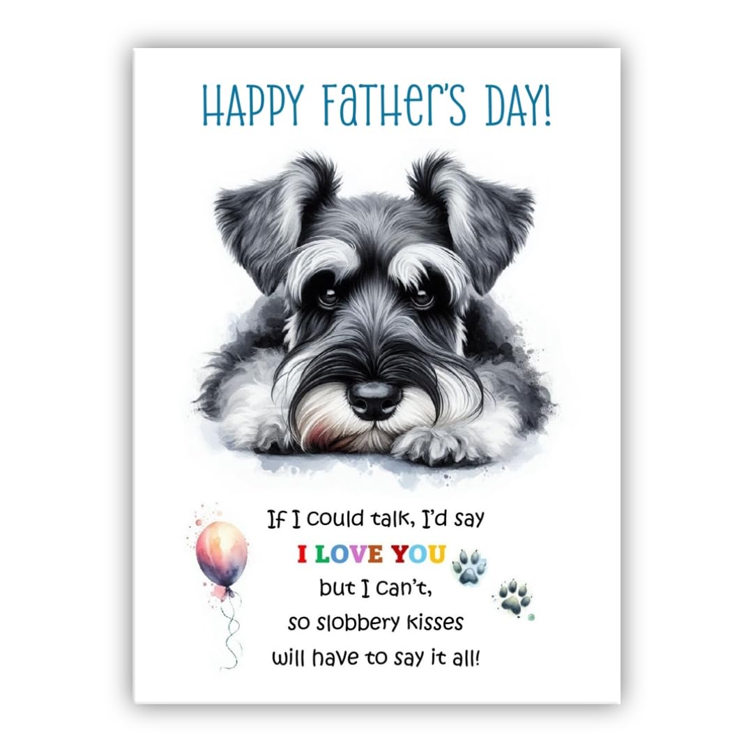 Father's Day Card from the dog. Dog Lovers Card. Fathers Day card from the dog. Differenet breeds. (Miniature Schnauzer) โ image 1