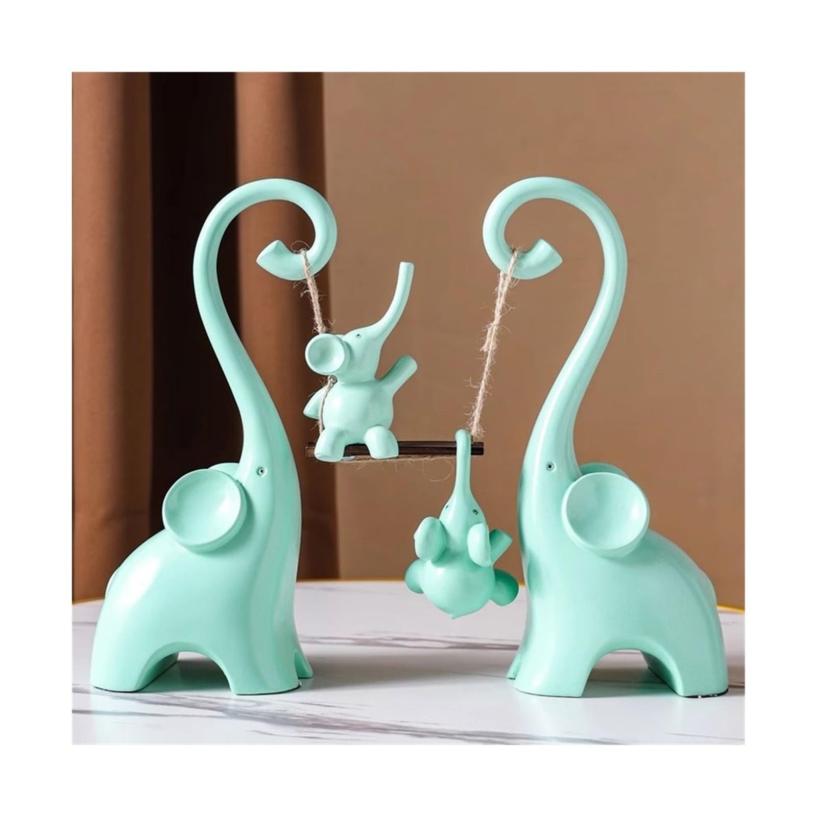 ZENY896V Sculptures Scandinavian Luxury Creative Elephant Ornaments Home Decorations Decor(Light blue)