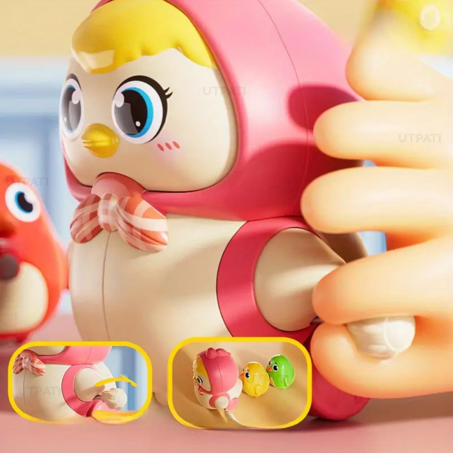 UTPATI Chicken Toys for Kids, Swinging Chain String Magnetic Hen with Chick Learning to Crawl Spring Toy, Crawling Wind-up Duck, Walking Chicken Cute Windup Toy for Boys Girls Toddler - Image 7 thumbnail