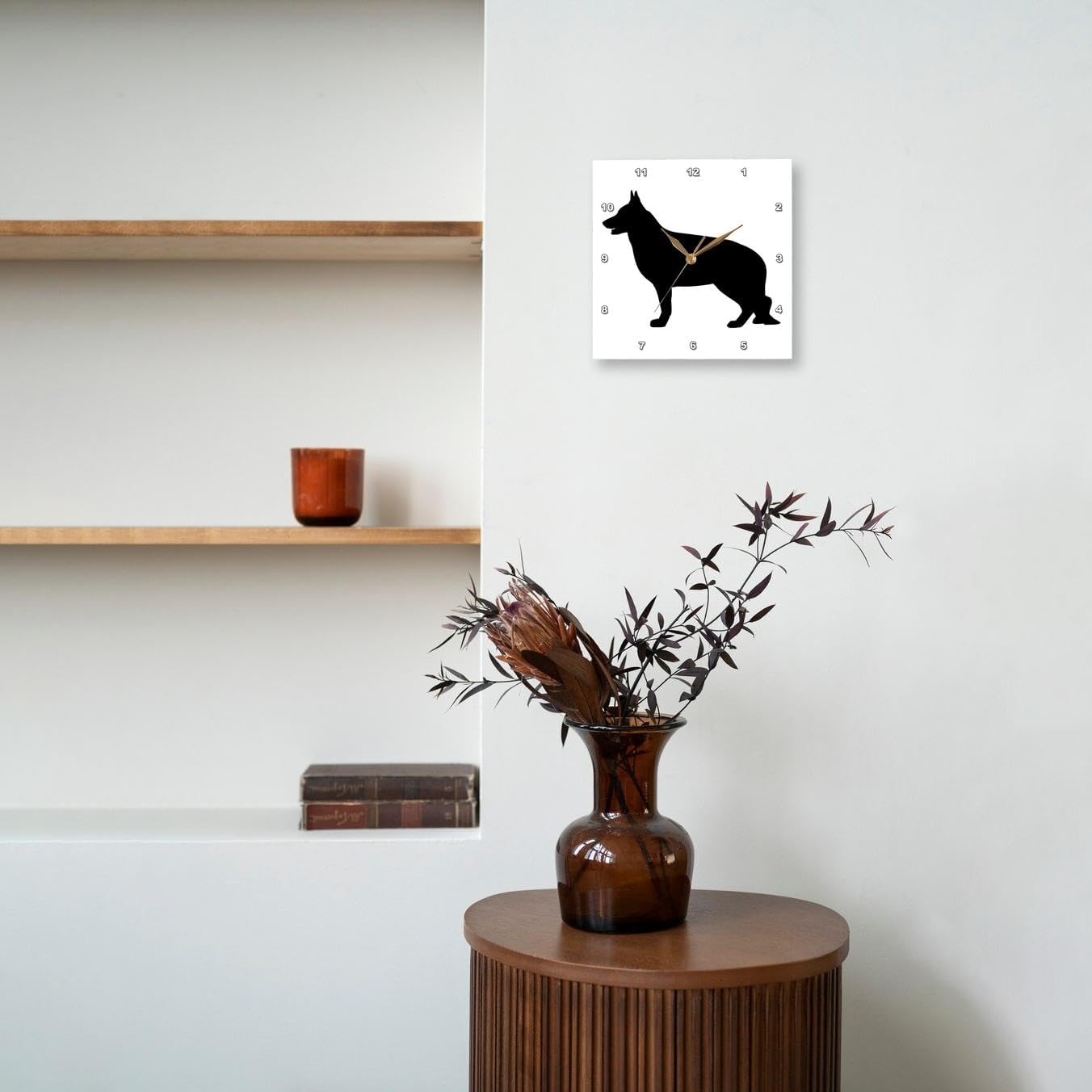 3dRose DPP_149858_2 German Shepard Silhouette Wall Clock, 13 by 13-Inch