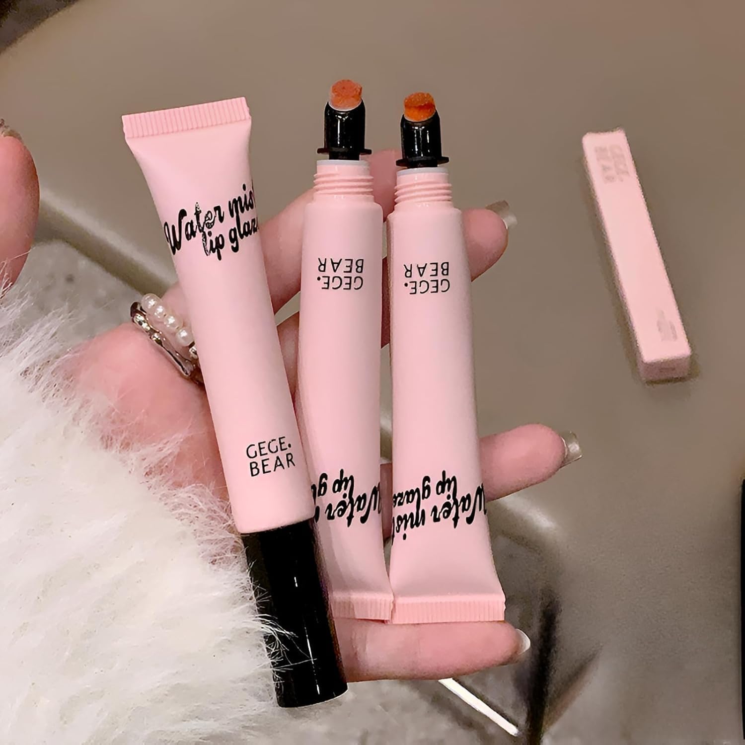 Gege Bear Mist Lip Glaze | Non-Sticky & Long-Wear Lip Tint | Soft Matte Liquid Lipstick | Shades from Nude to Red Wine | Lips Moisturizer with Color Payoff | Hydrating, Weightless Texture | Lip Gloss For Girls & Women (04# Cloud Pink, 10g)-image-40