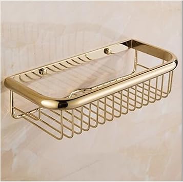 ZTBH Bathroom Divider Bathroom Corner Shelf, Brass Bathroom Storage Organizer, Shampoo Bathroom Holder Bathroom Hardware Sets Color 30cm Gold