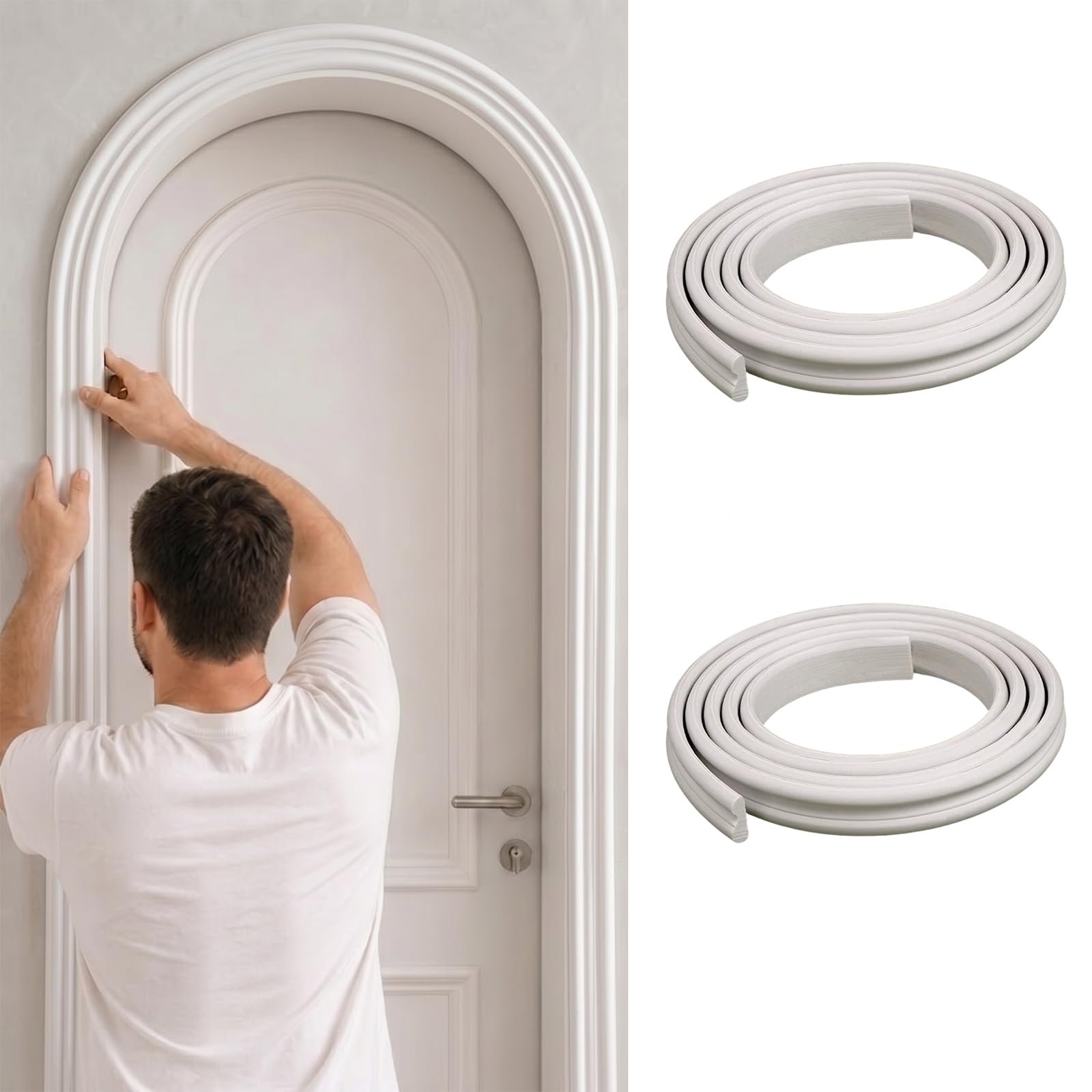 CBBEONRN Wall Molding Trim Flexible PVC Molding for Walls, Baseboards, Mirrors & Home Decor, Paintable Waterproof W 2.2cm, L 7m