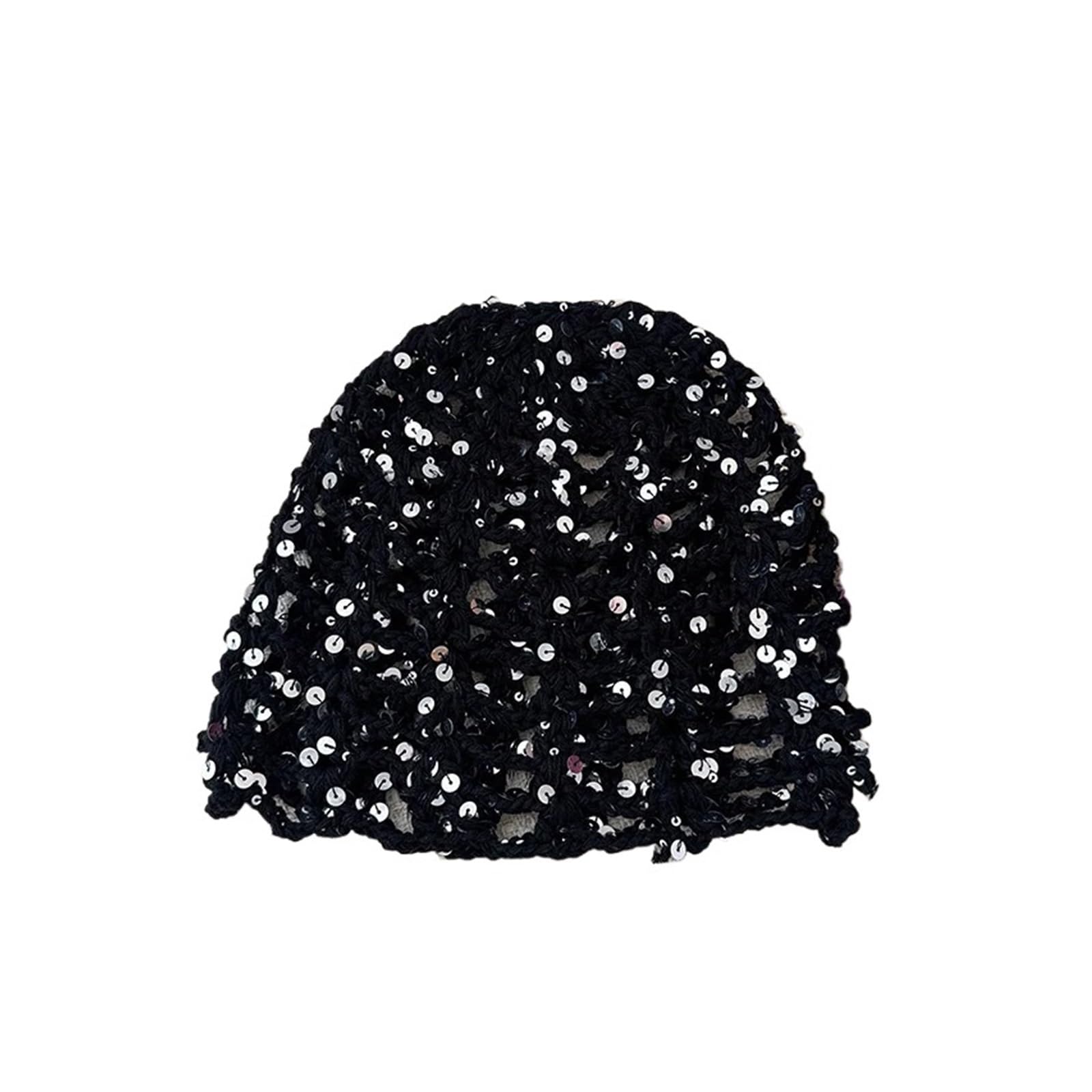 SommermüTze Damen Niche Fashion Cut-Out handgemachte Pailletten Häkelpullover Hut Frühling und Sommer Straße atmungsaktive einfache vielseitige Beanie Caps