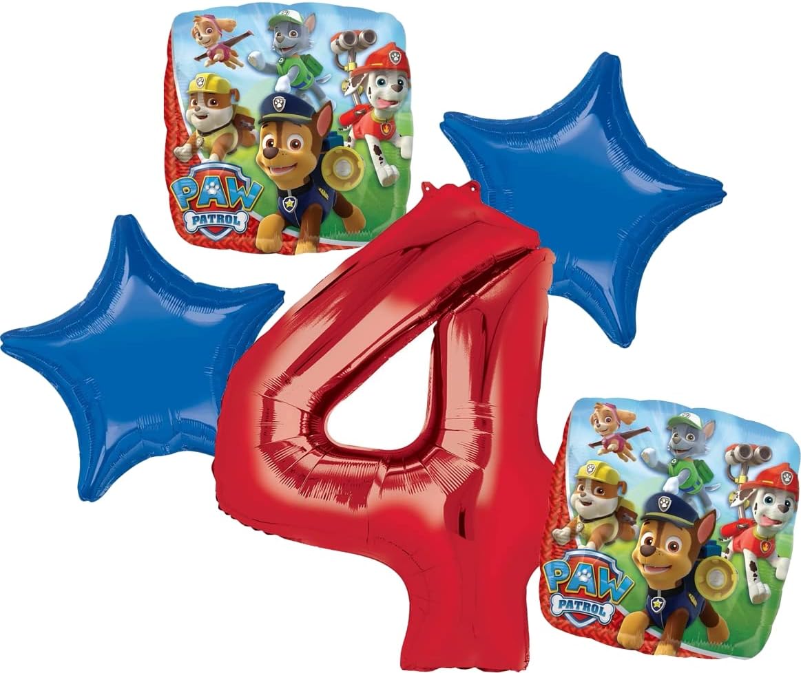 PAW Patrol 4th Birthday Balloon Bouquet 5pc by Amscan