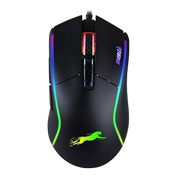 Mente Gaming Mouse Wired RGB USB with Customizable LED Backlighting Colors and Seven programmable Buttons High Resolution Gaming Grade Adjustable Sensor and 6400 DPI Gaming mice