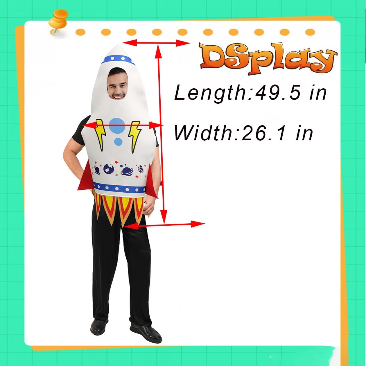 DSplay Unisex Adult Rocket Costume Funny Rocketship Spaceship Party Costumes - Image 9