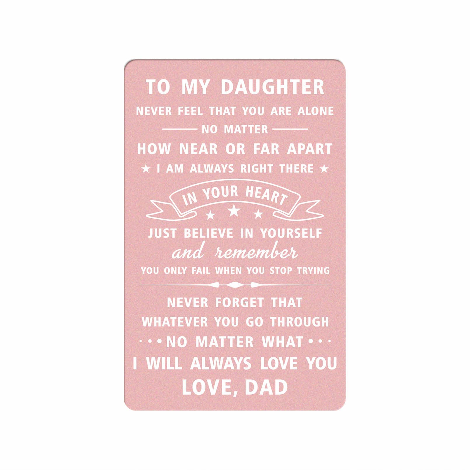 DEGASKEN Daughter Gifts from Dad, Love Daughter Wallet Card for Mothering Sunday Christmas New Job Teen Girls Gifts Ideas