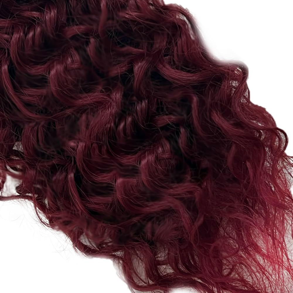 Color #99J Burgundy Human Hair Bundles Wine Red Water Wave 3 Bundles Human Hair 22 24 26 Inch 50G Double Weft Grade 12A Unprocessed Virgin Remy Hair Extensions 50g Per Bundle