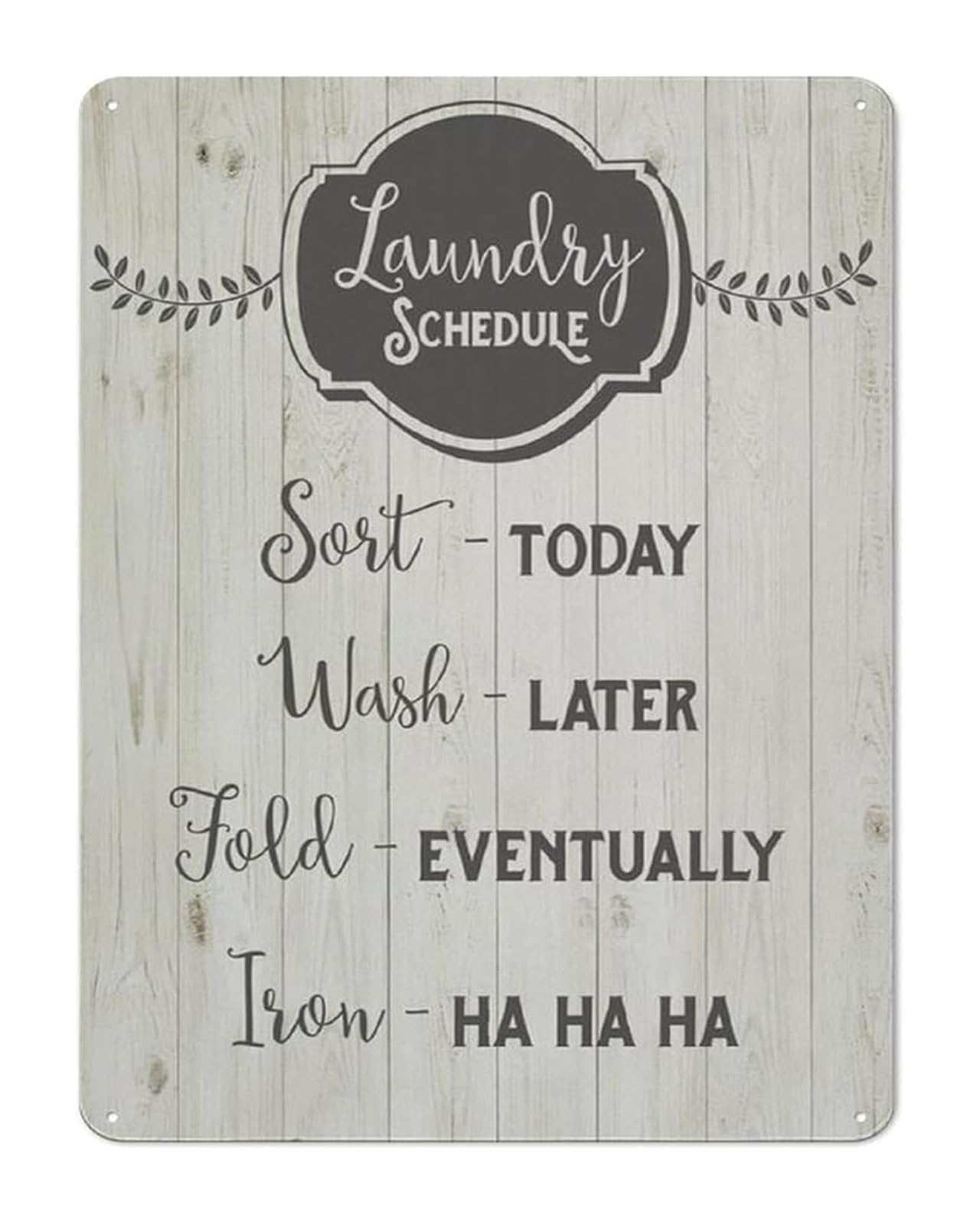 ZDVHOMCB Vintage Country Laundry Schedule Metal Sign Rustic Wall Decor for Home Porch Mudroom or Utility Room (8 X 12 in)