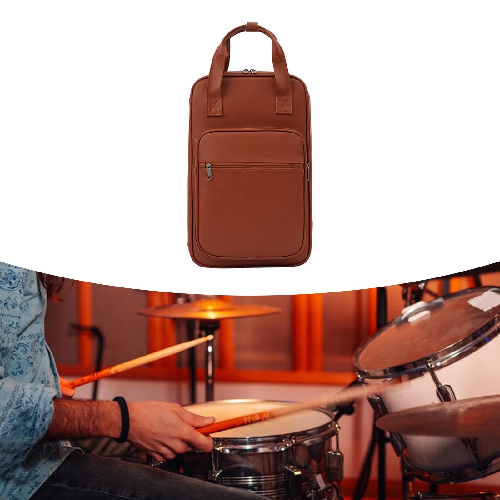 DYNWAVE Drum Stick Holder, Lightweight Shoulder Strap Mallet Holder, Shoulder Bag for Performance Stage Concert Travel, brown