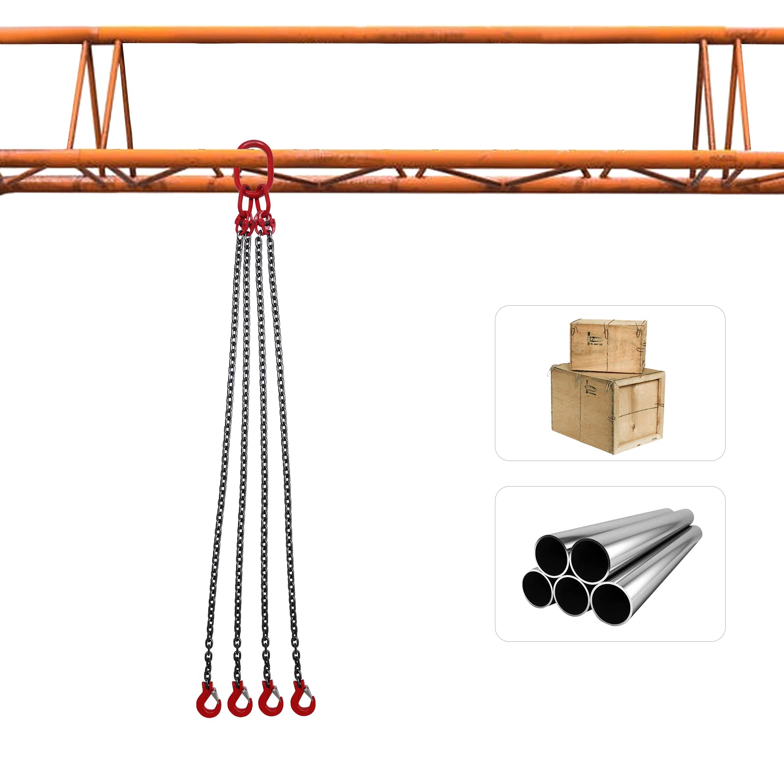 4-Strang Hebekette 5t 1,5m - G80 Stahl Krankette Mit Gabelkopfhaken Für Industrie