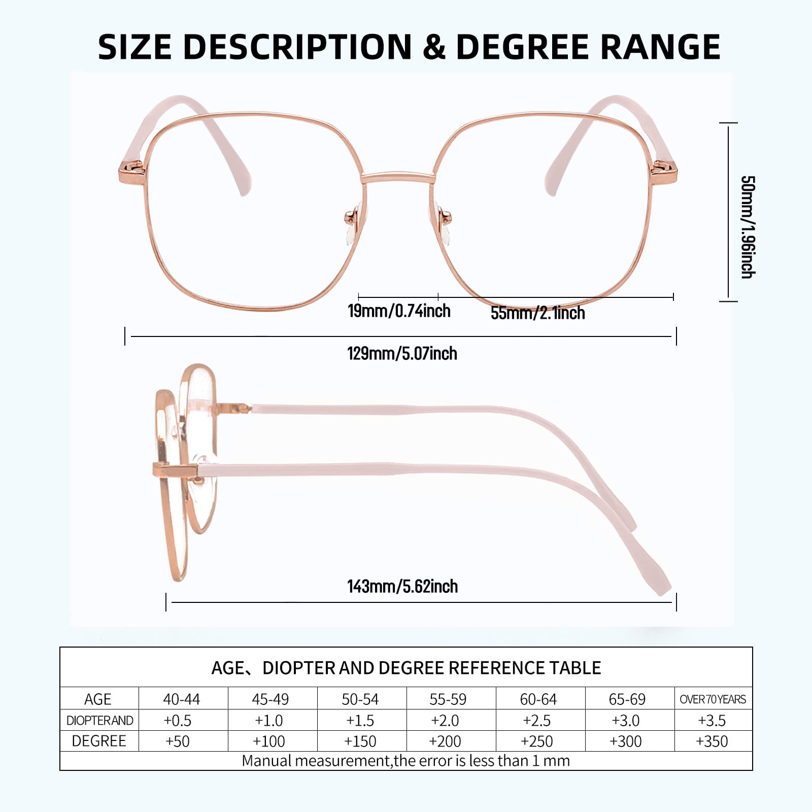 KAEOISFU Oversized Square Metal Reading Glasses Women, Stylish Large Anti Blue Light Computer Readers, Anti Glare Lady Reader - Image 2