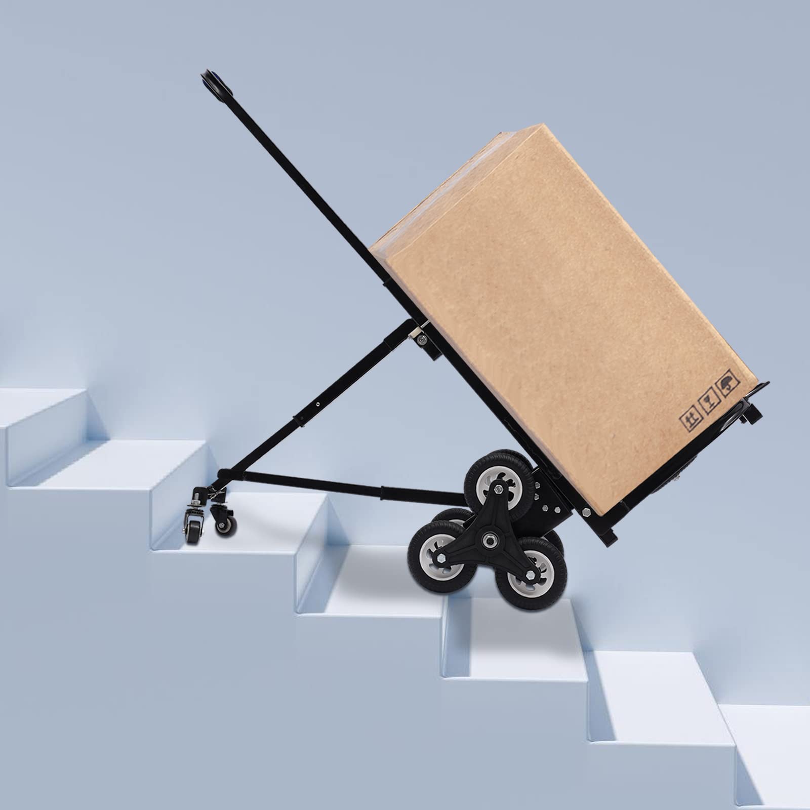 Carrello pieghevole per scale con 10 pneumatici in gomma dura, portata 150 kg, carrello pieghevole regolabile in altezza, per trasloco e oggetti pesanti, kug96683