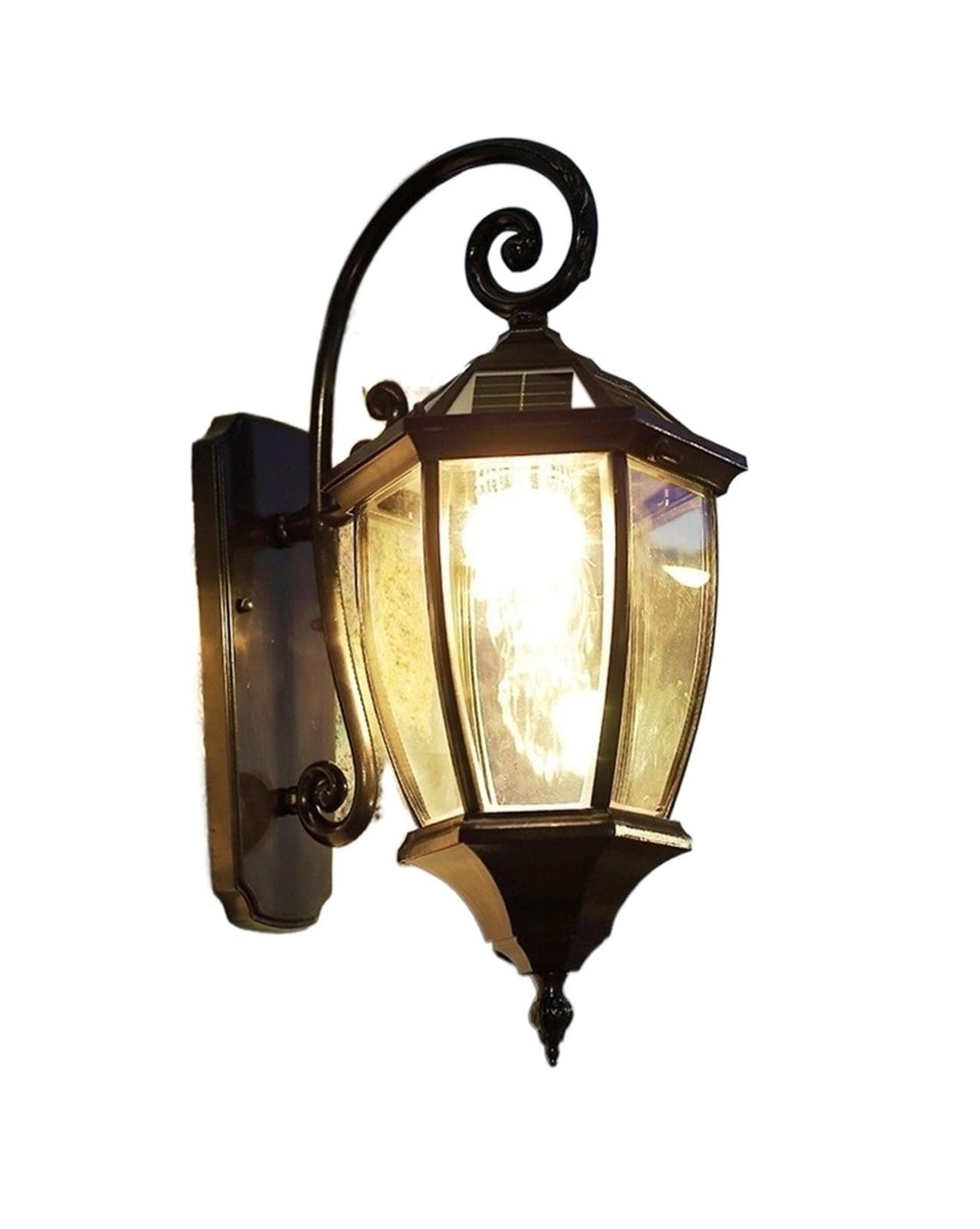 Applique murale solaire LED extérieur en aluminium antirouille et lanterne en verre pour patio