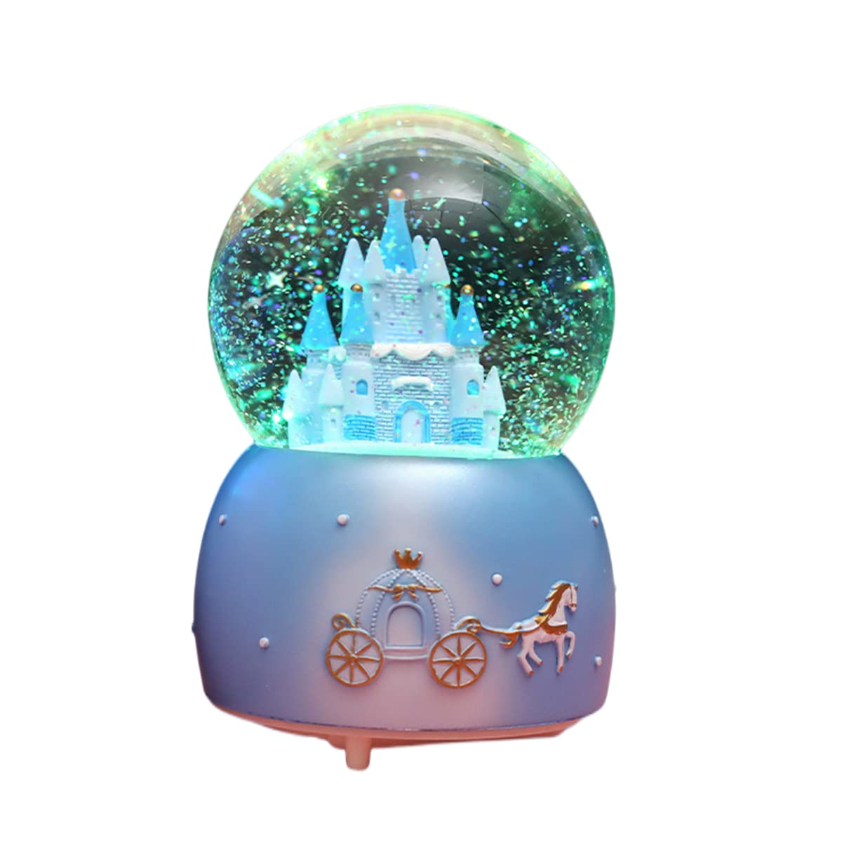 Globo musicale di neve, 3D rotante castello palla di cristallo carillon con LED sognante illuminato e 7 dolci canzoni infrangibili palla da neve ornamento da tavolo decorazione per la casa per