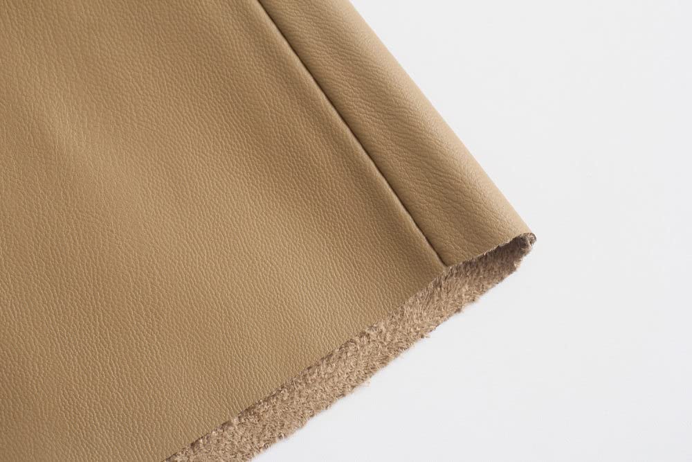 Gonne da Donna,Gonna Longuette da Donna Gonna in Pelle Plissettata Pu A Vita Alta Color Cachi con Cerniera Cintura Autunno A-Line Altalena Gonne Lunghe Moda Increspato per Ragazze Signore,XS