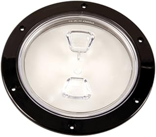 Beckson Marine DP60-B-C Black 6 Screw-Out Deck Plate W/Clear Center Marine RV Boating Accessories