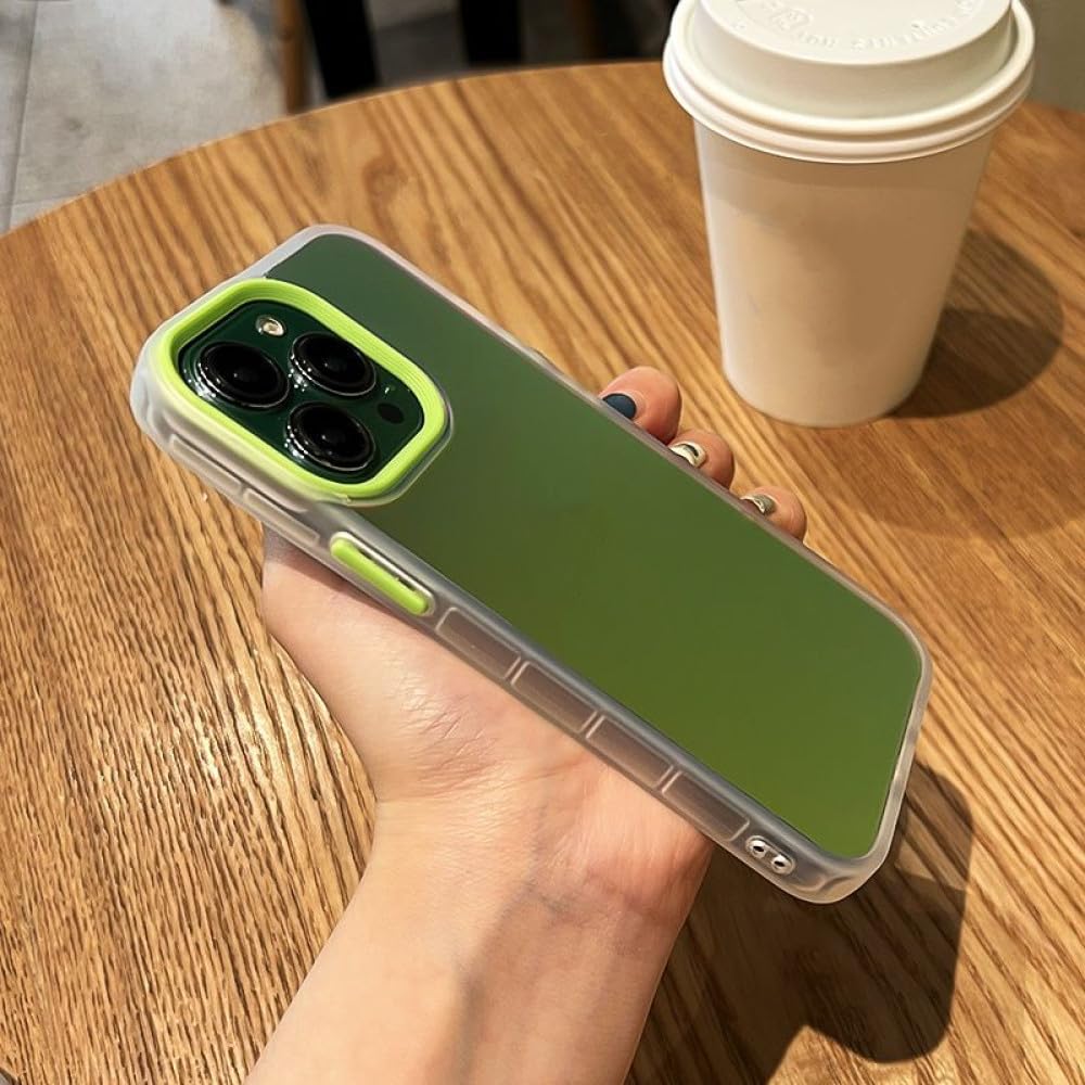 Étui antichoc pour iPhone 15 coque mat dégradé vert de luxe