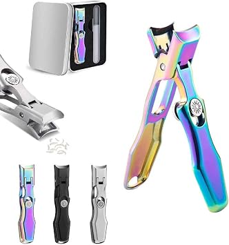 German Nail Clippers with Safety Lock for Men,2024 New Luxurious Ultra Sharp Nail Clippers for Thick Nails,Stainless Steel Wide Jaw Opening No Splash Fingernail Cutters with Catcher File Colorful