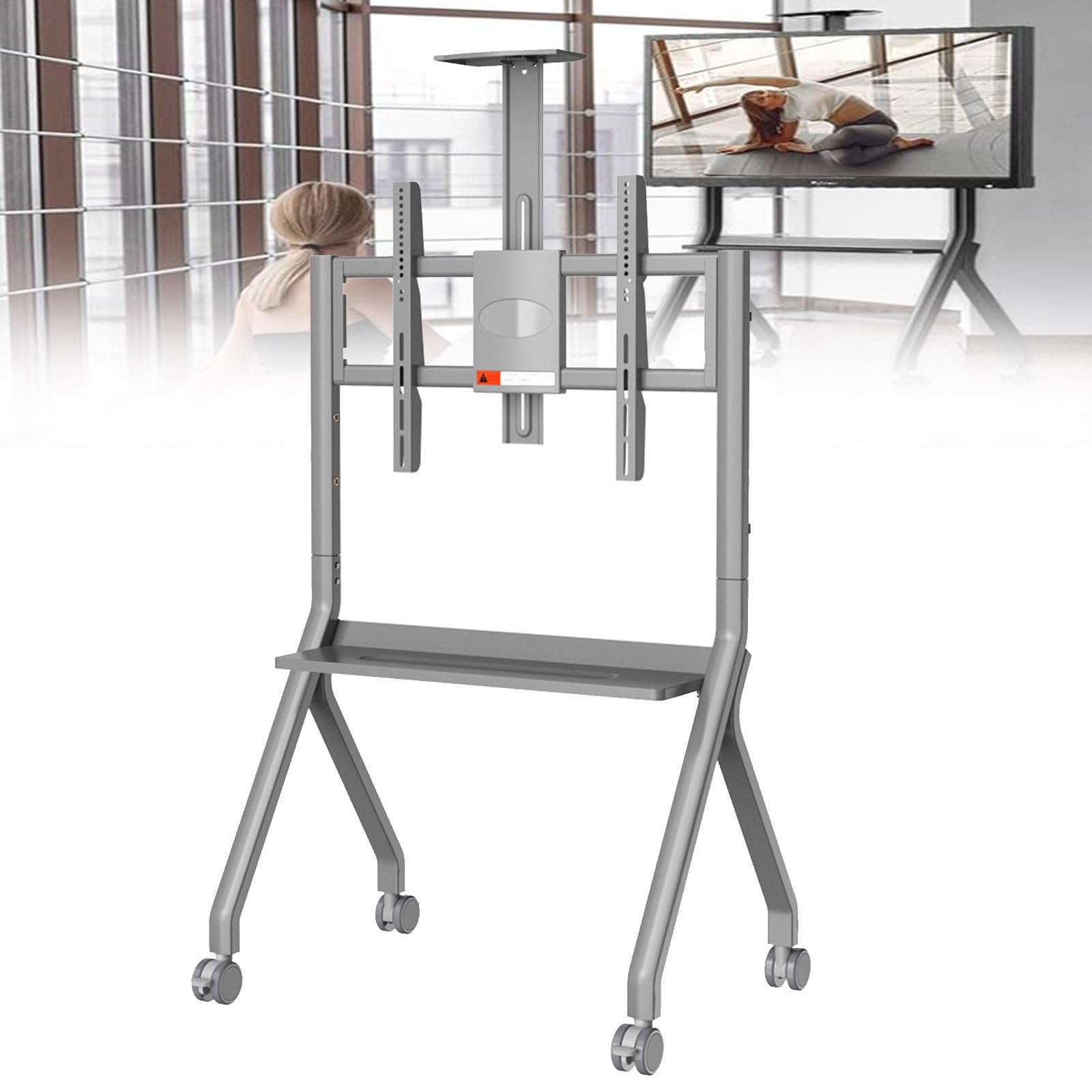 OLSKFUH Interactive Whiteboard Stand With Rolling Wheels For Modern Office Or Classroom, Four Lockable Wheels, Durable And Versatile Design,Grey-FD580