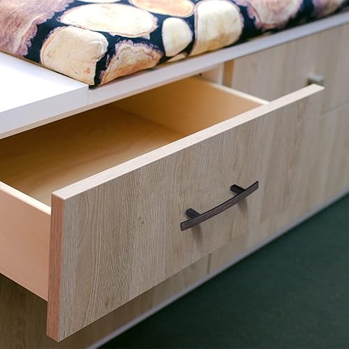 Miniatura 4 de Probrico Tiradores de cajones de bronce aceitado de 3 pulgadas (2.992 in) modernos tiradores curvados para gabinete, manijas de cajón de aparador,