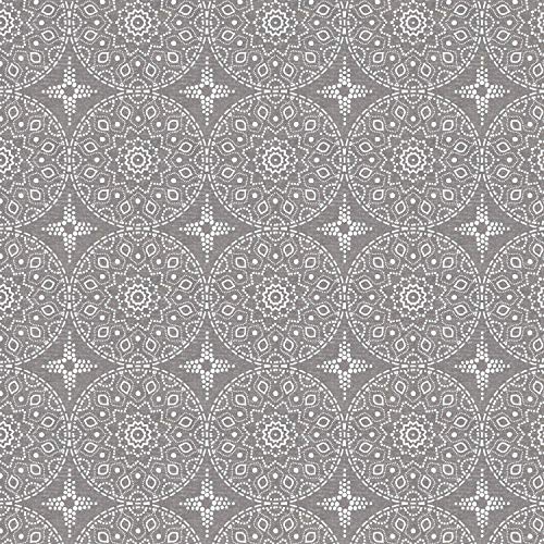 Gray Damask Collage Cotton Fabric by The Yard
