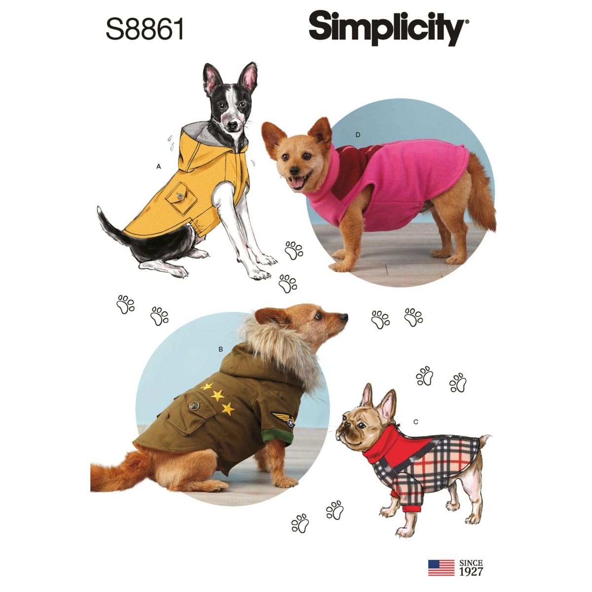Simplicity Pattern S8861 Dog Coats, A (S-M-L)