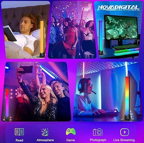 Duas Barras de Luz Led Luminária wifi inteligente compatível com alexa google assistente comando de