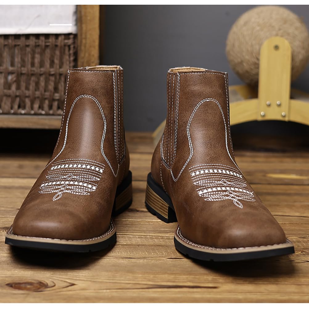 Botas Chelsea de Tobillo para Hombre Estilo Retro Vaquero Western
