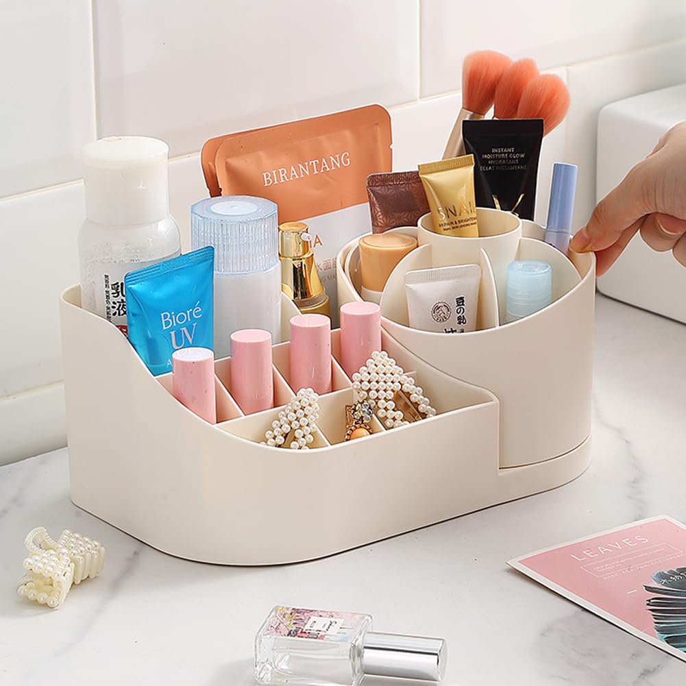 Drehbarer Make-up-Organizer Mit Pinselhalter – Große Kapazität, Transparent, Für Schminktisch & Kommode