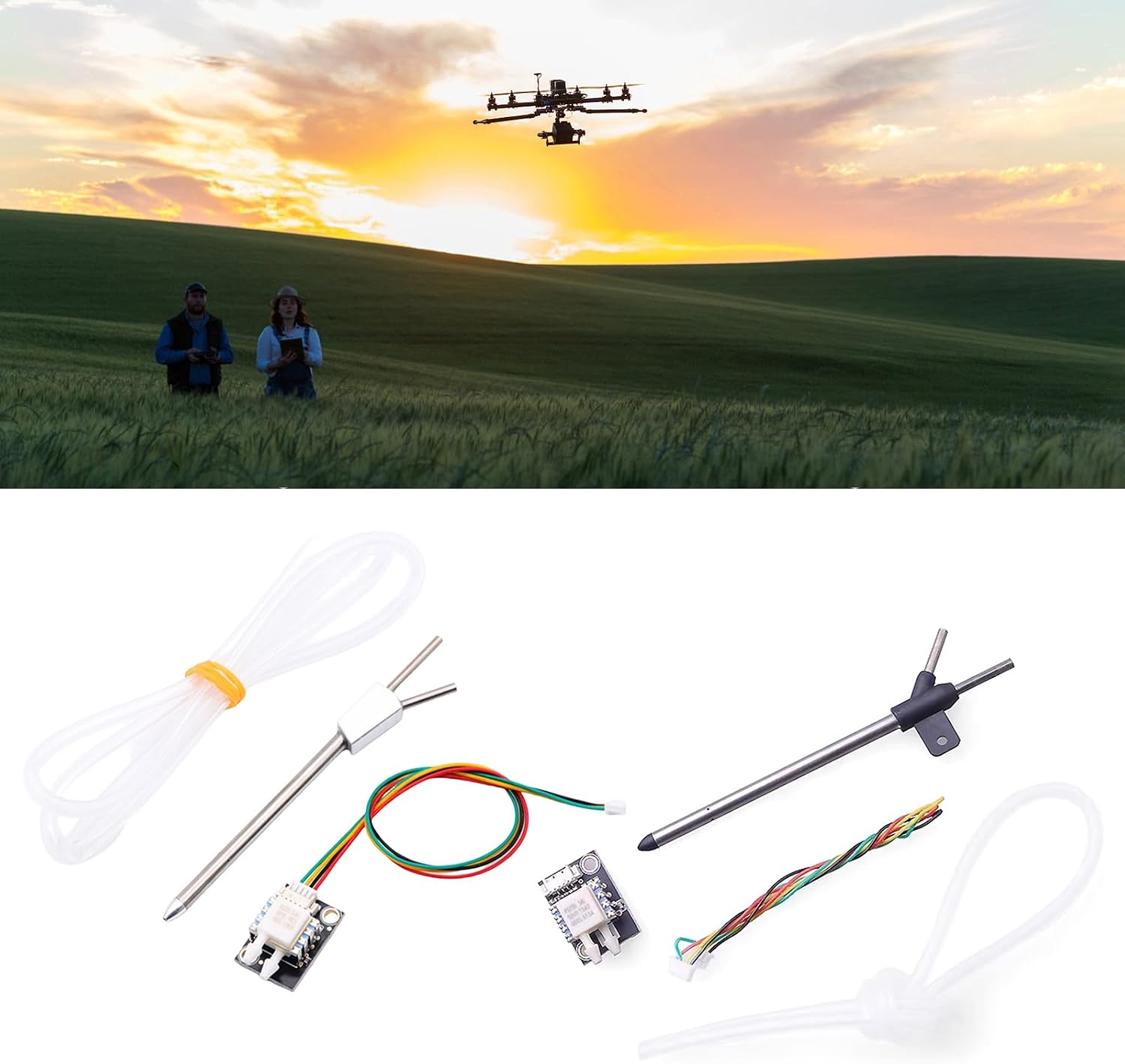 Airspeed Meter Airspeed Tube Differential Pressure Sensory Digital Meter Survey Fixed Wing Measurement Digital Pitot Tube for Flight Controller Speed