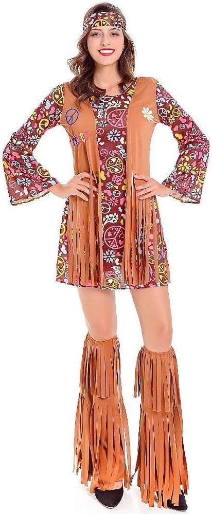 60s 70s Outfits for Women Disco Hippie Halloween Costume Cowgirl Cosplay Dress Up