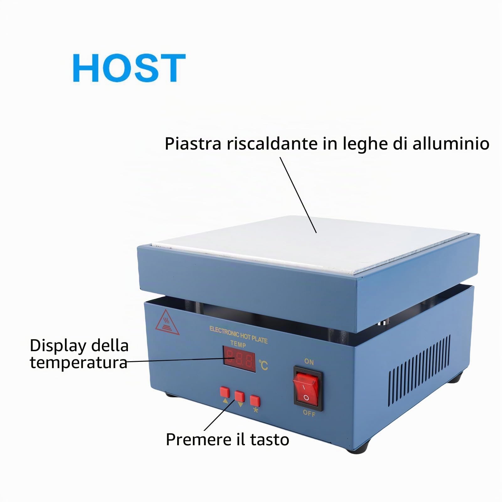 Stazione Preriscaldamento, Stazione di Pre-riscaldo del PWB, Piatto del Riscaldamento Elettrico di AC 800W LED per Stazione di Saldatura con il Manuale dell'Utente 200 * 200mm(EU Plug 220V)