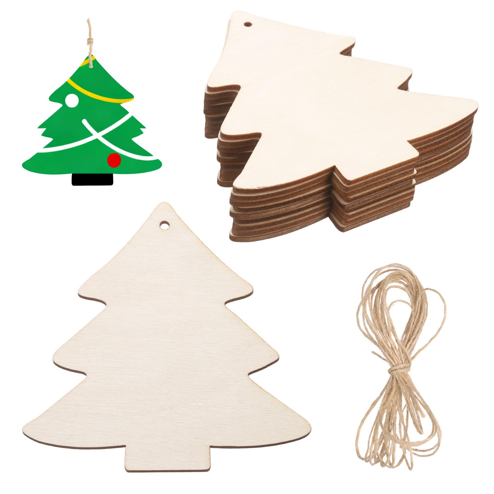 Ornements en bois brut avec corde pour créer des étiquettes cadeaux uniques